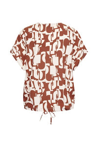 ZILCH Top Drawstring Abstract Pecan