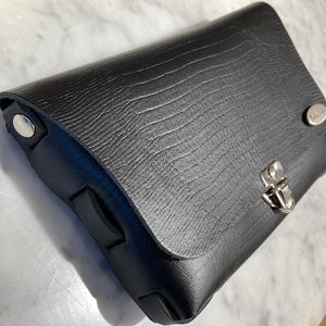BELLA COLORI Colourful leather bag Black mini Croco