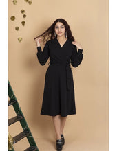 Load image into Gallery viewer, VERY CHERRY Cross Over Dress Longsleeves Black