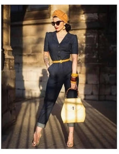 VERY CHERRY Classic Jumpsuit Delfino Dark Denim