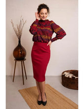 Load image into Gallery viewer, VERY CHERRY Pencil Skirt Red