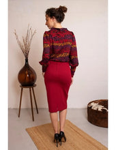 Load image into Gallery viewer, VERY CHERRY Pencil Skirt Red