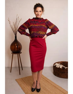 VERY CHERRY Pencil Skirt Red