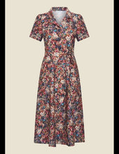 Load image into Gallery viewer, VERY CHERRY Revers Dress Midi Fleurs Navy