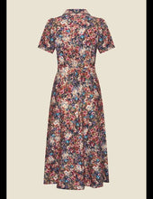 Load image into Gallery viewer, VERY CHERRY Revers Dress Midi Fleurs Navy