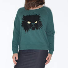 Load image into Gallery viewer, STUDIO CATTA Grumpy Cat on green sweater