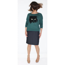 Load image into Gallery viewer, STUDIO CATTA Grumpy Cat on green sweater
