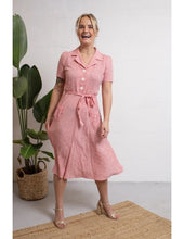 Load image into Gallery viewer, VERY CHERRY Revers Dress midi Linnen stripes